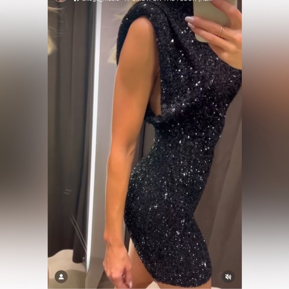 ZARA NWT Sequin Shoulder Pads Dress ZW Collection - Picture 5 of 9